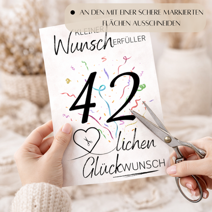 Geldgeschenk 42. Geburtstag Wunscherfüller | Digitaler Download | Last Minute Geschenkidee zum Ausdrucken