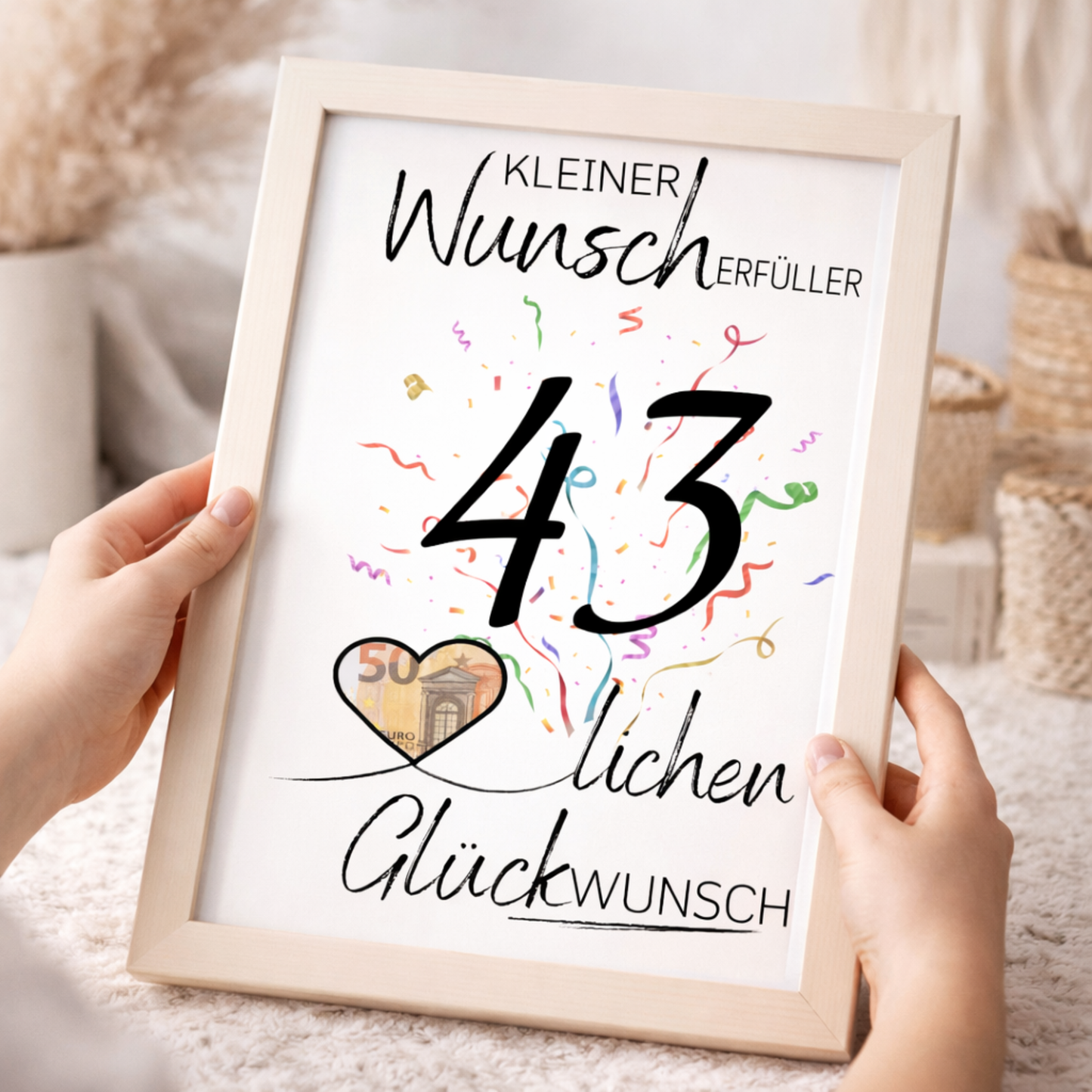 Geldgeschenk 43. Geburtstag Wunscherfüller | Digitaler Download | Last Minute Geschenkidee zum Ausdrucken
