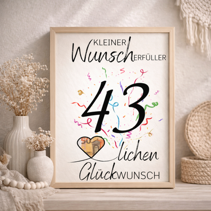 Geldgeschenk 43. Geburtstag Wunscherfüller | Digitaler Download | Last Minute Geschenkidee zum Ausdrucken