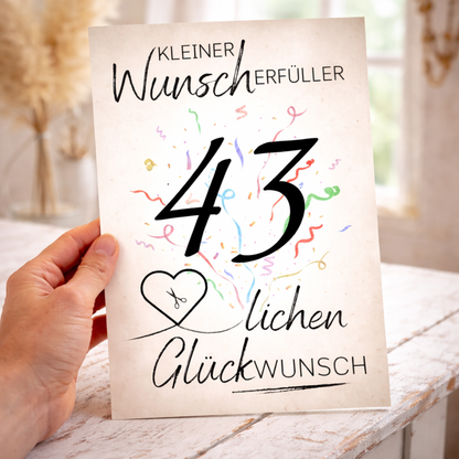 Geldgeschenk 43. Geburtstag Wunscherfüller | Digitaler Download | Last Minute Geschenkidee zum Ausdrucken