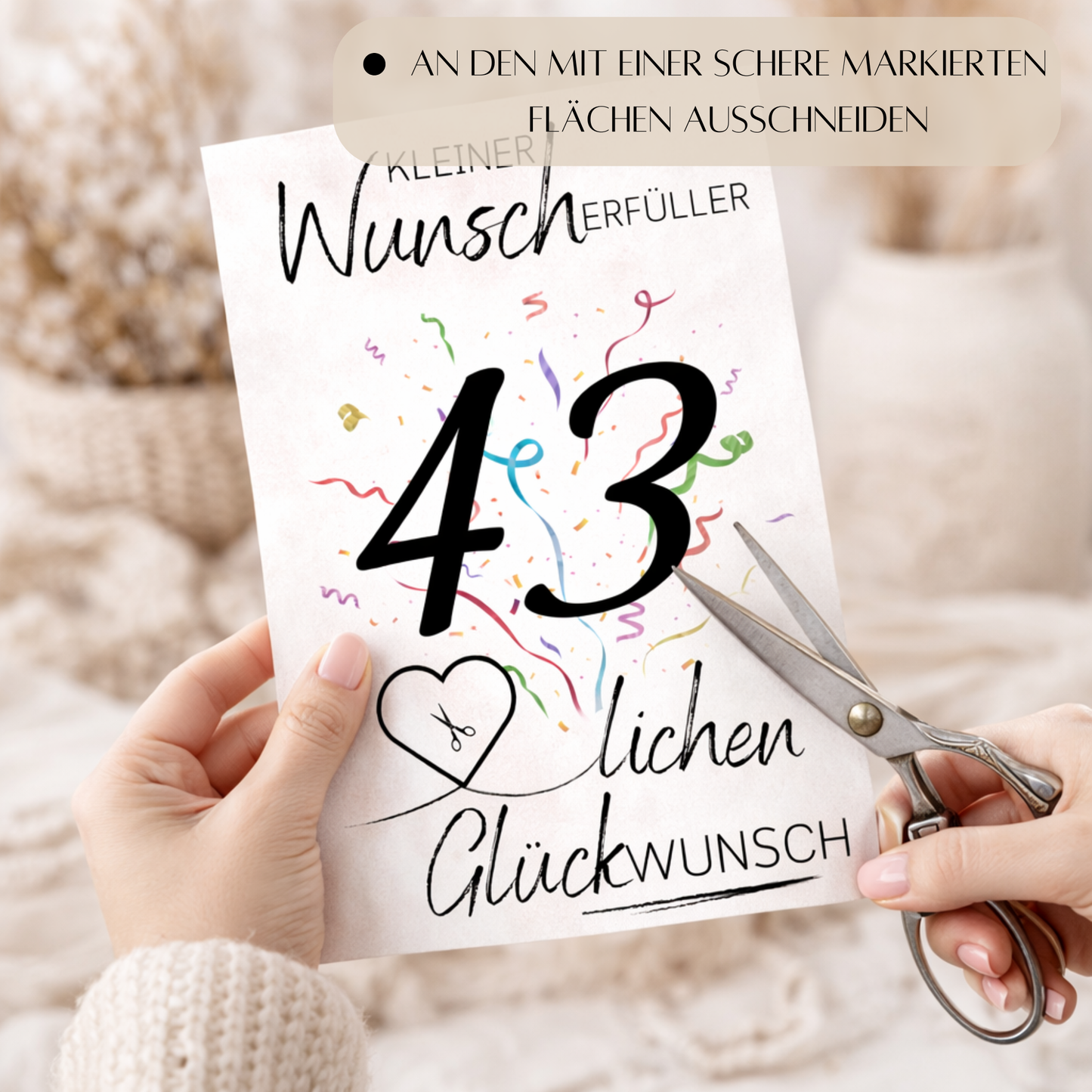 Geldgeschenk 43. Geburtstag Wunscherfüller | Digitaler Download | Last Minute Geschenkidee zum Ausdrucken