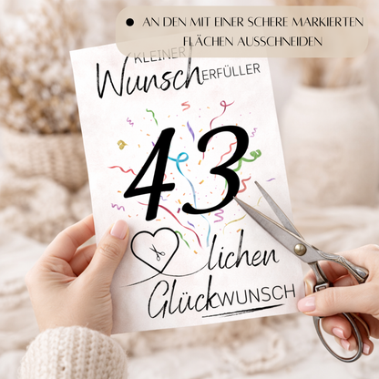 Geldgeschenk 43. Geburtstag Wunscherfüller | Digitaler Download | Last Minute Geschenkidee zum Ausdrucken