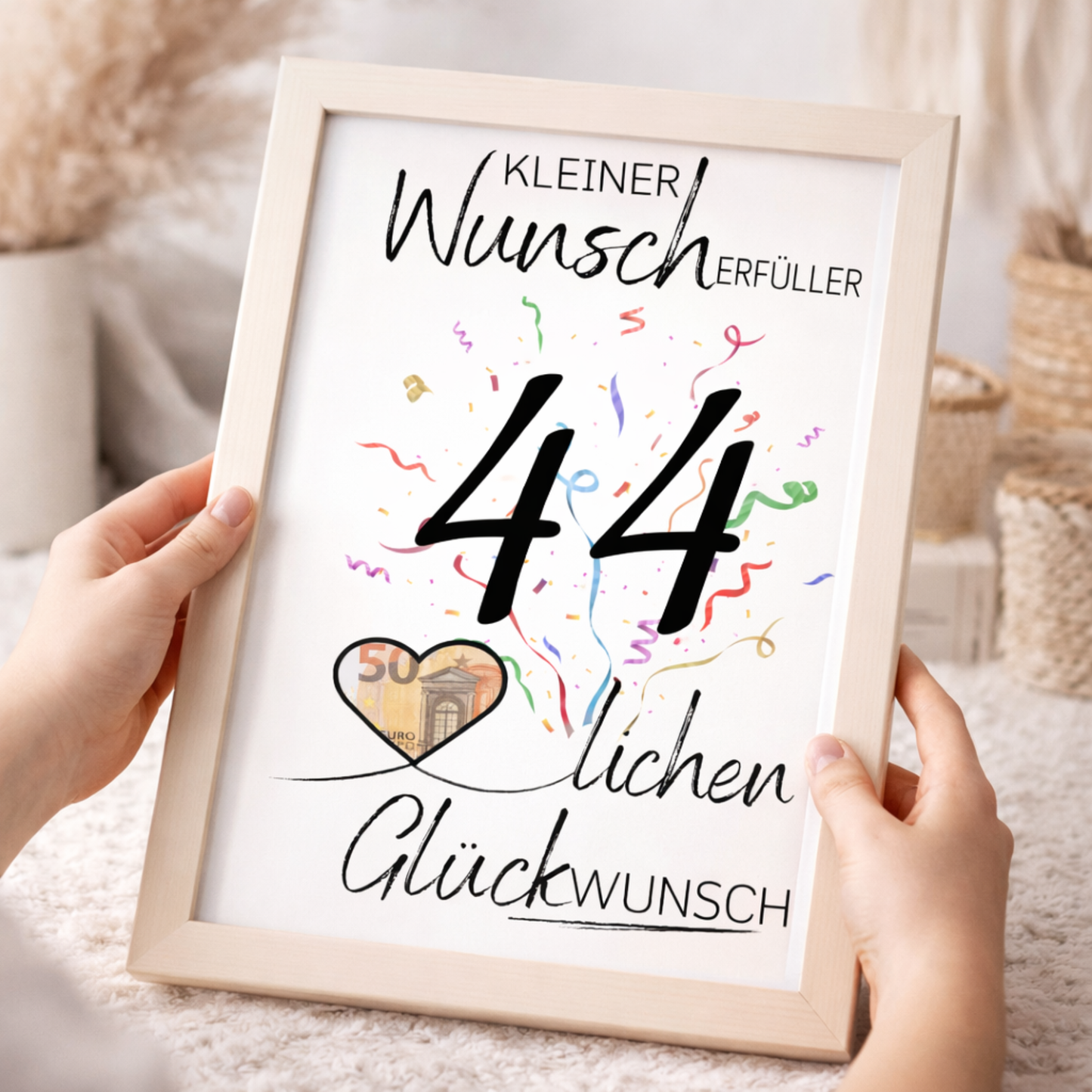 Geldgeschenk 44. Geburtstag Wunscherfüller | Digitaler Download | Last Minute Geschenkidee zum Ausdrucken
