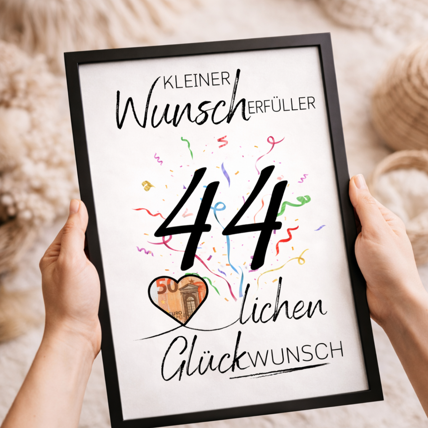 Geldgeschenk 44. Geburtstag Wunscherfüller | Digitaler Download | Last Minute Geschenkidee zum Ausdrucken