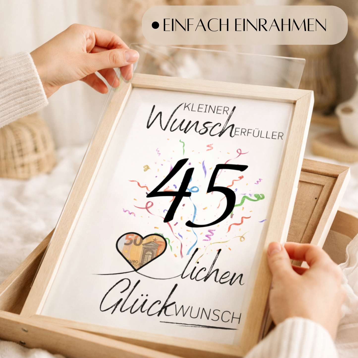 Geldgeschenk 45. Geburtstag Wunscherfüller | Digitaler Download | Last Minute Geschenkidee zum Ausdrucken