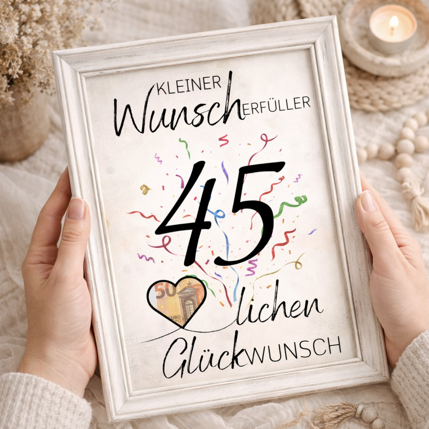 Geldgeschenk 45. Geburtstag Wunscherfüller | Digitaler Download | Last Minute Geschenkidee zum Ausdrucken