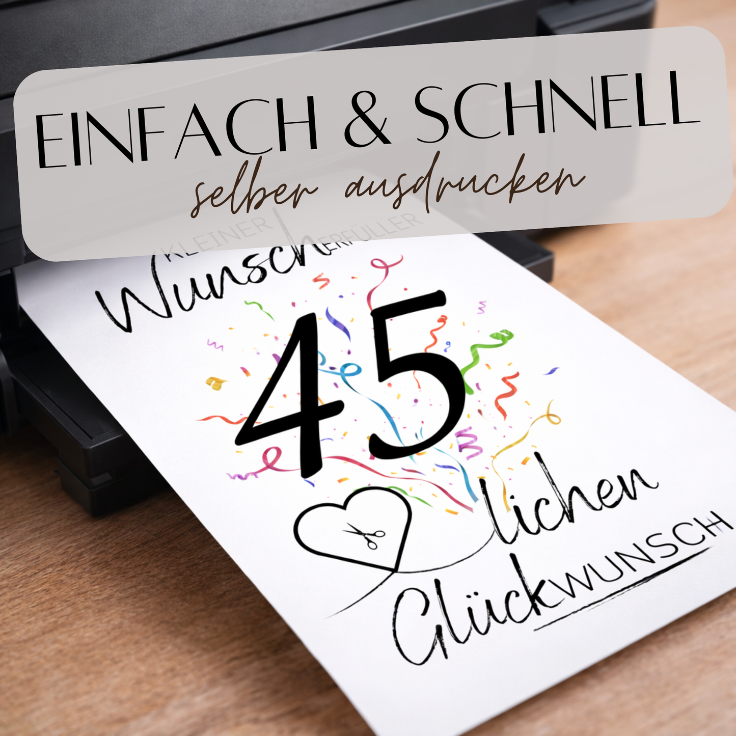 Geldgeschenk 45. Geburtstag Wunscherfüller | Digitaler Download | Last Minute Geschenkidee zum Ausdrucken
