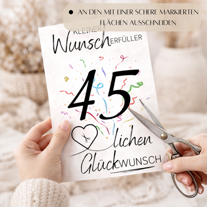 Geldgeschenk 45. Geburtstag Wunscherfüller | Digitaler Download | Last Minute Geschenkidee zum Ausdrucken