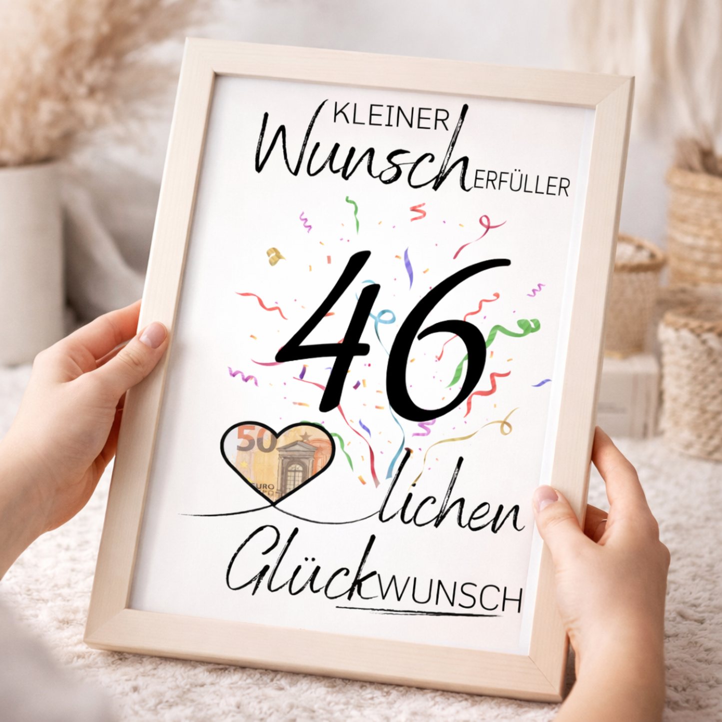Geldgeschenk 46. Geburtstag Wunscherfüller | Digitaler Download | Last Minute Geschenkidee zum Ausdrucken