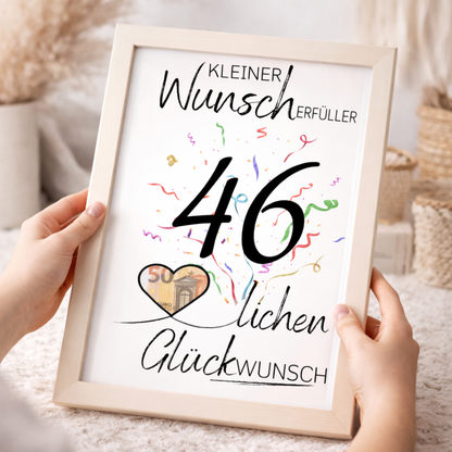 Geldgeschenk 46. Geburtstag Wunscherfüller | Digitaler Download | Last Minute Geschenkidee zum Ausdrucken