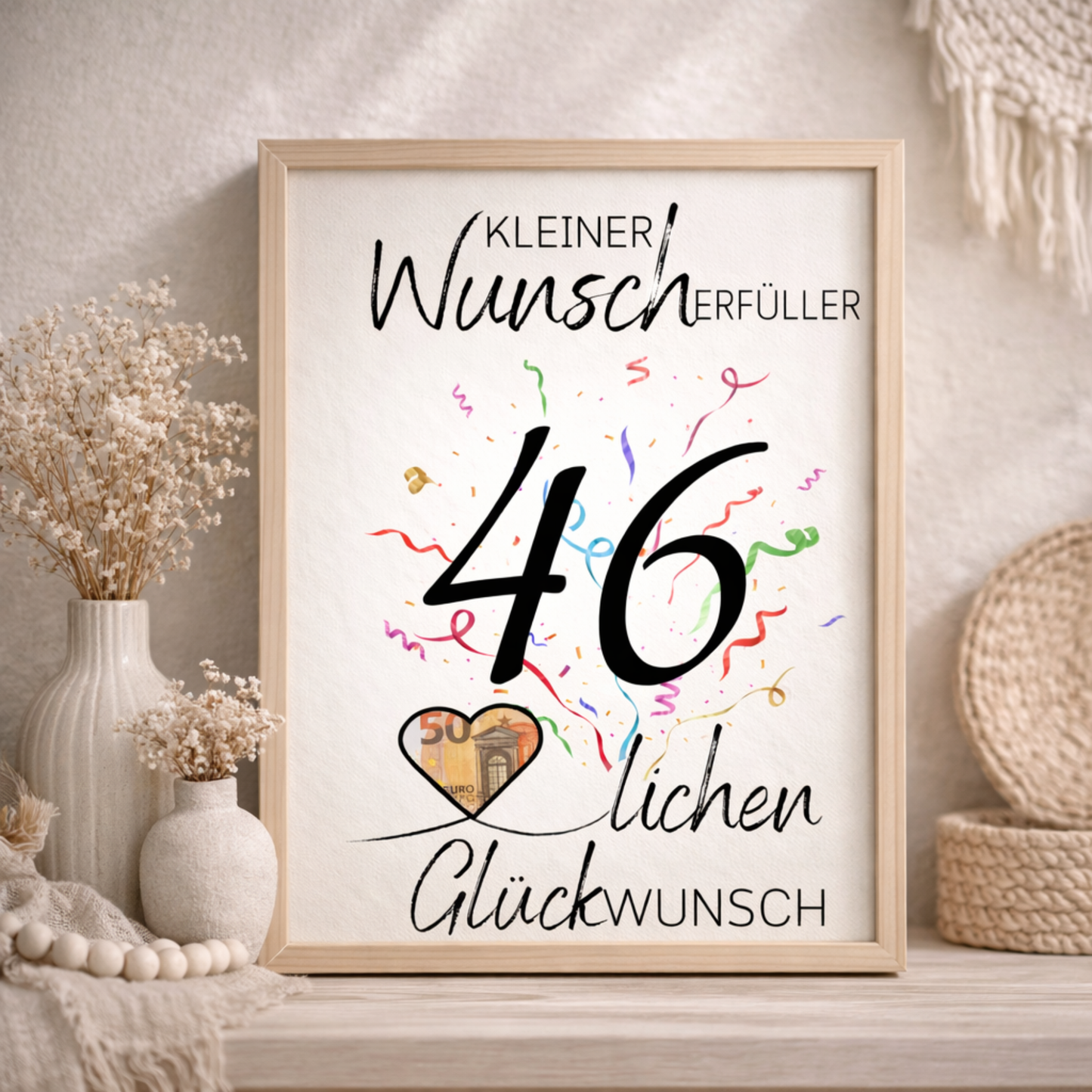 Geldgeschenk 46. Geburtstag Wunscherfüller | Digitaler Download | Last Minute Geschenkidee zum Ausdrucken