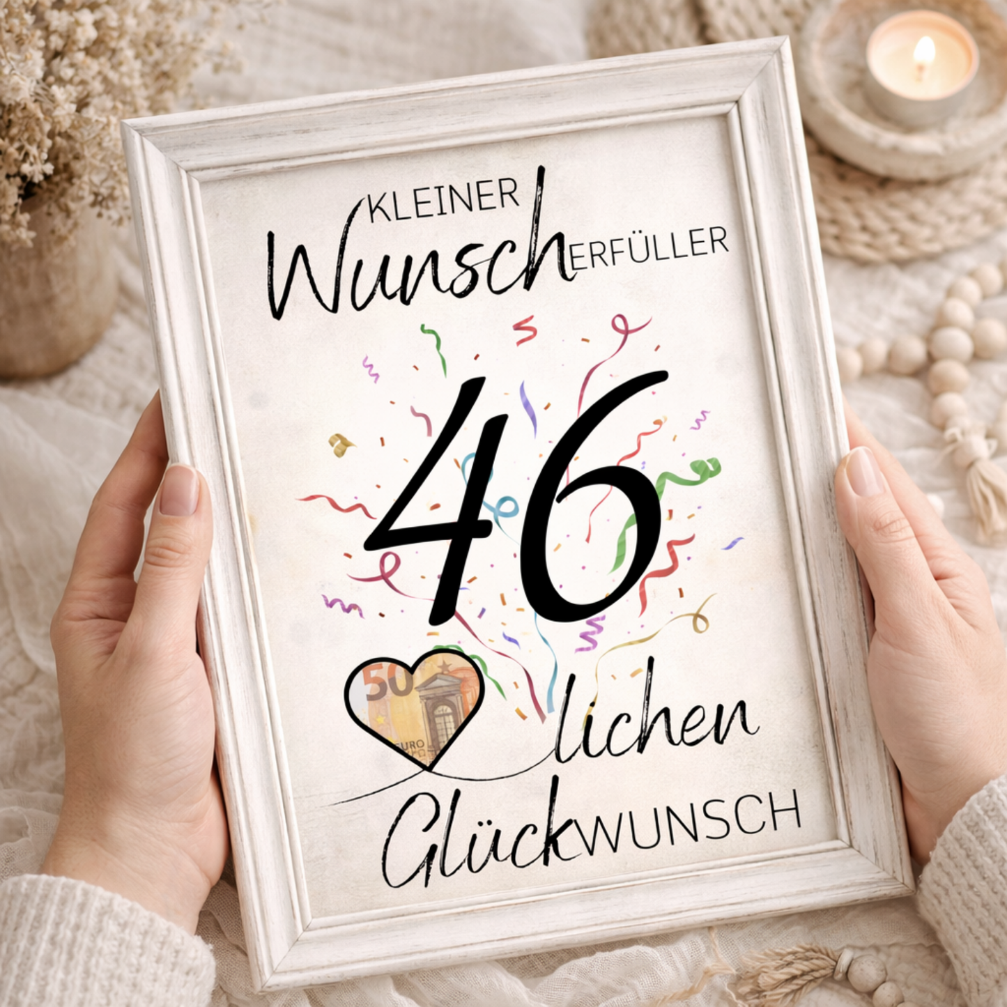 Geldgeschenk 46. Geburtstag Wunscherfüller | Digitaler Download | Last Minute Geschenkidee zum Ausdrucken