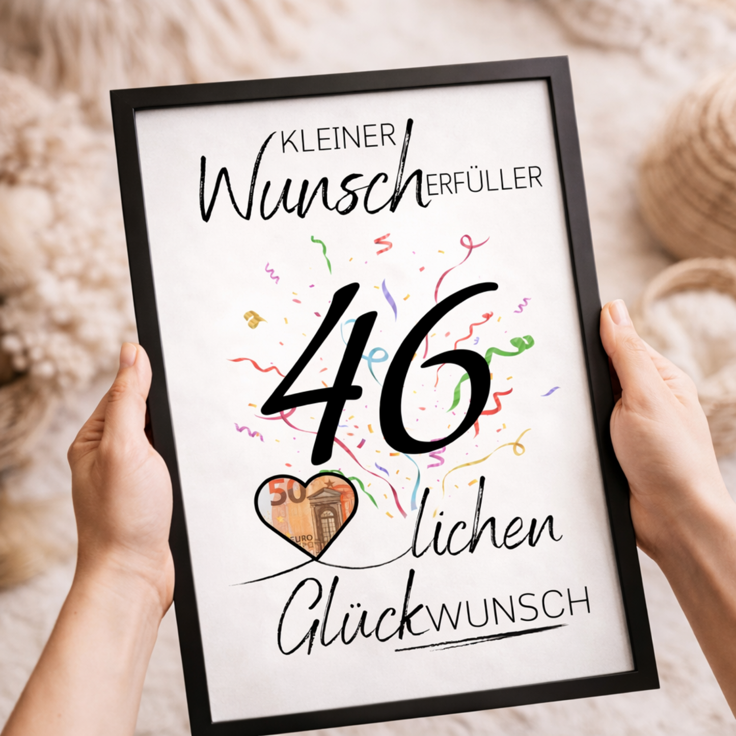 Geldgeschenk 46. Geburtstag Wunscherfüller | Digitaler Download | Last Minute Geschenkidee zum Ausdrucken