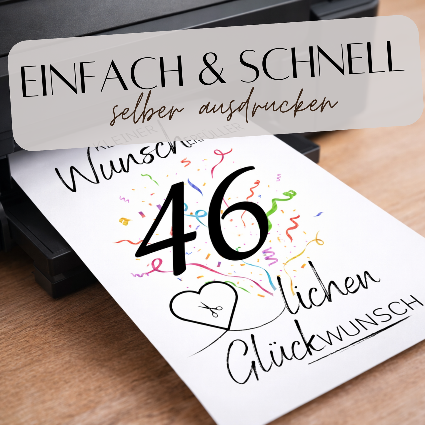 Geldgeschenk 46. Geburtstag Wunscherfüller | Digitaler Download | Last Minute Geschenkidee zum Ausdrucken