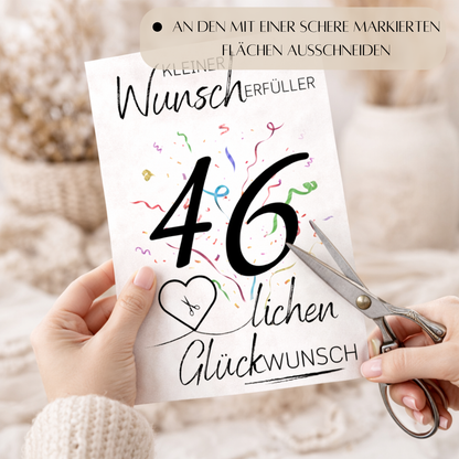 Geldgeschenk 46. Geburtstag Wunscherfüller | Digitaler Download | Last Minute Geschenkidee zum Ausdrucken