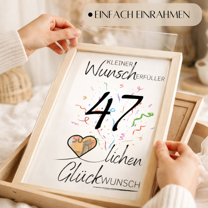 Geldgeschenk 47. Geburtstag Wunscherfüller | Digitaler Download | Last Minute Geschenkidee zum Ausdrucken