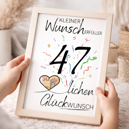 Geldgeschenk 47. Geburtstag Wunscherfüller | Digitaler Download | Last Minute Geschenkidee zum Ausdrucken
