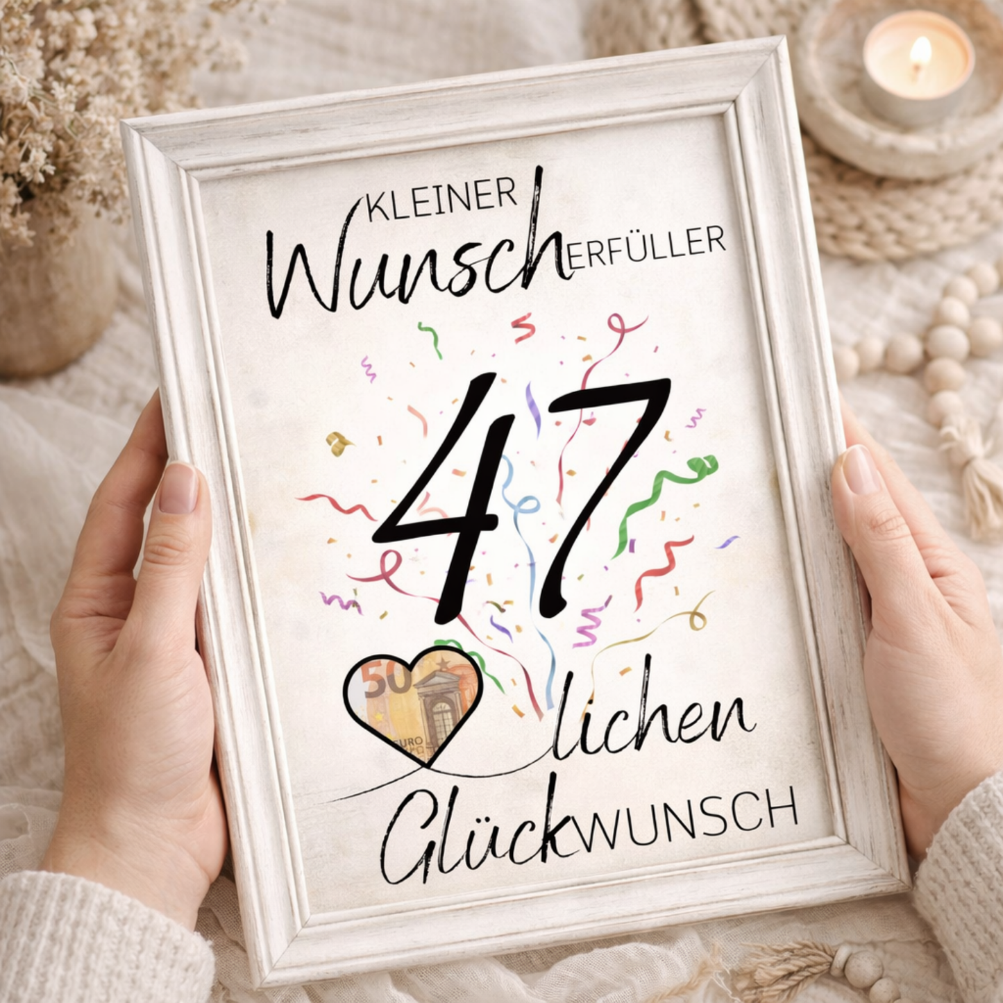 Geldgeschenk 47. Geburtstag Wunscherfüller | Digitaler Download | Last Minute Geschenkidee zum Ausdrucken