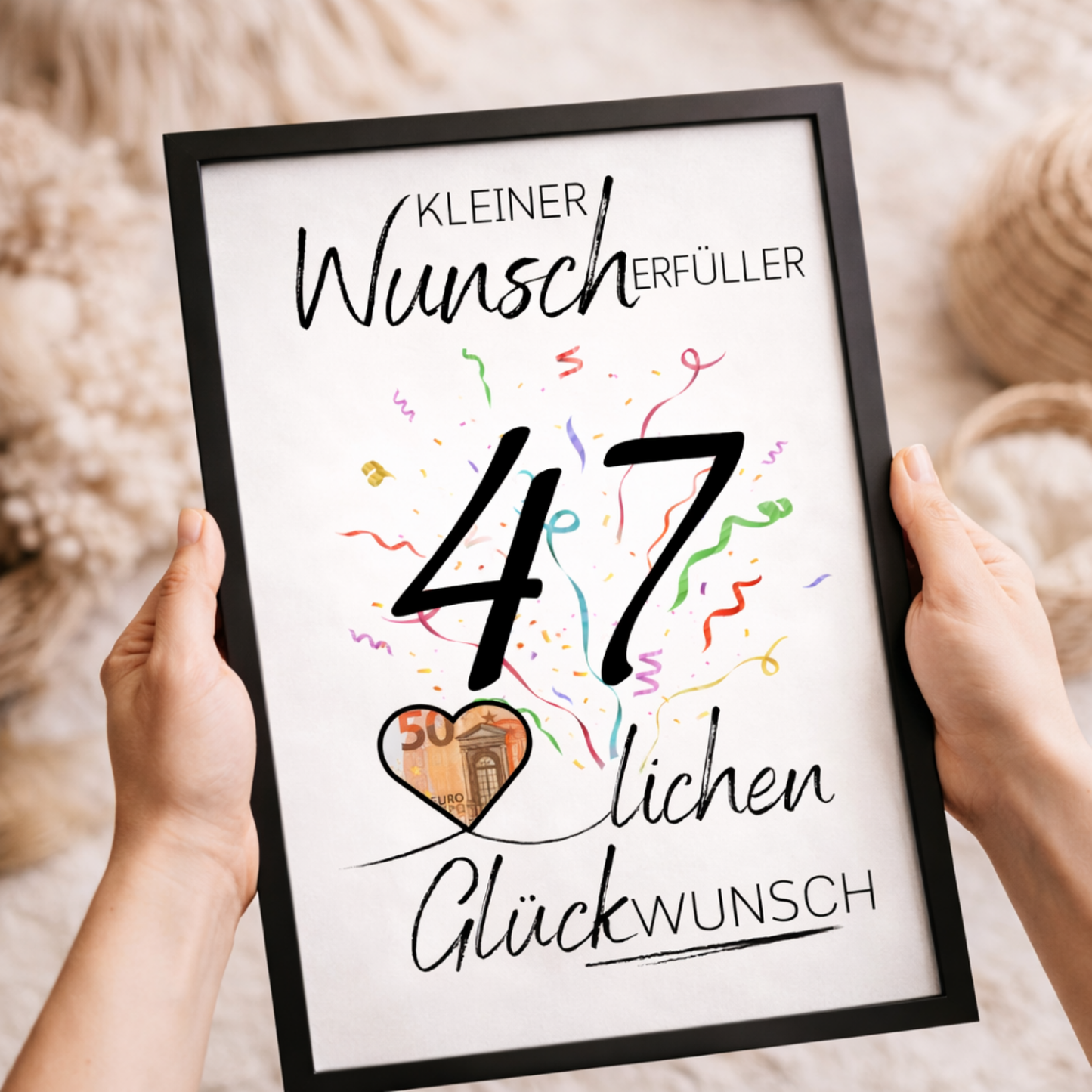 Geldgeschenk 47. Geburtstag Wunscherfüller | Digitaler Download | Last Minute Geschenkidee zum Ausdrucken