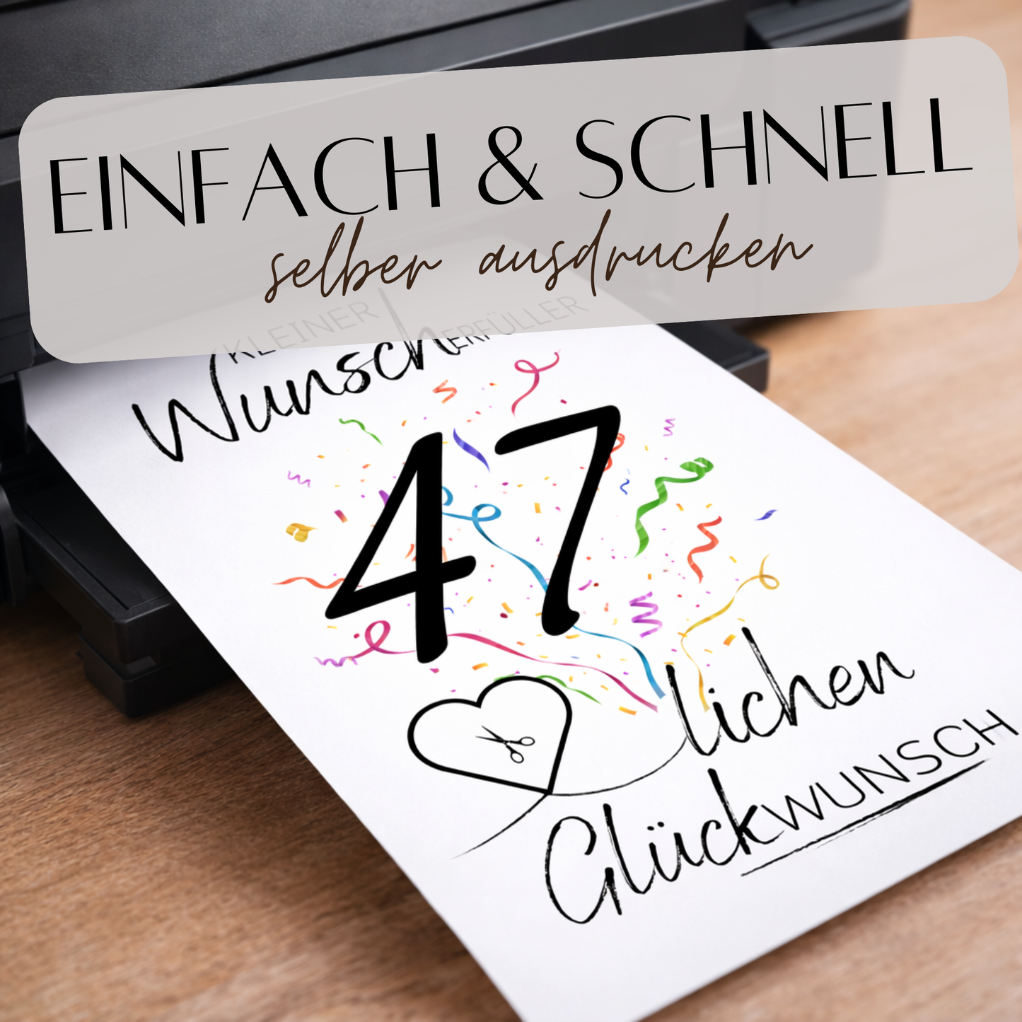 Geldgeschenk 47. Geburtstag Wunscherfüller | Digitaler Download | Last Minute Geschenkidee zum Ausdrucken