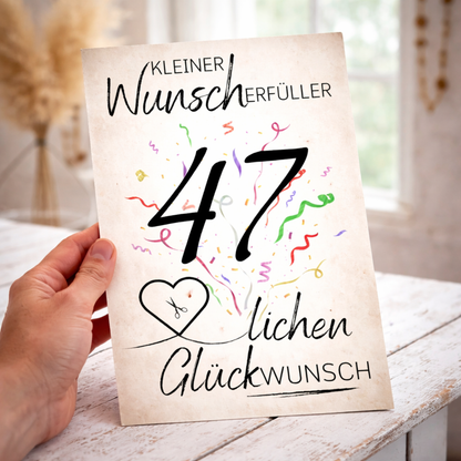 Geldgeschenk 47. Geburtstag Wunscherfüller | Digitaler Download | Last Minute Geschenkidee zum Ausdrucken