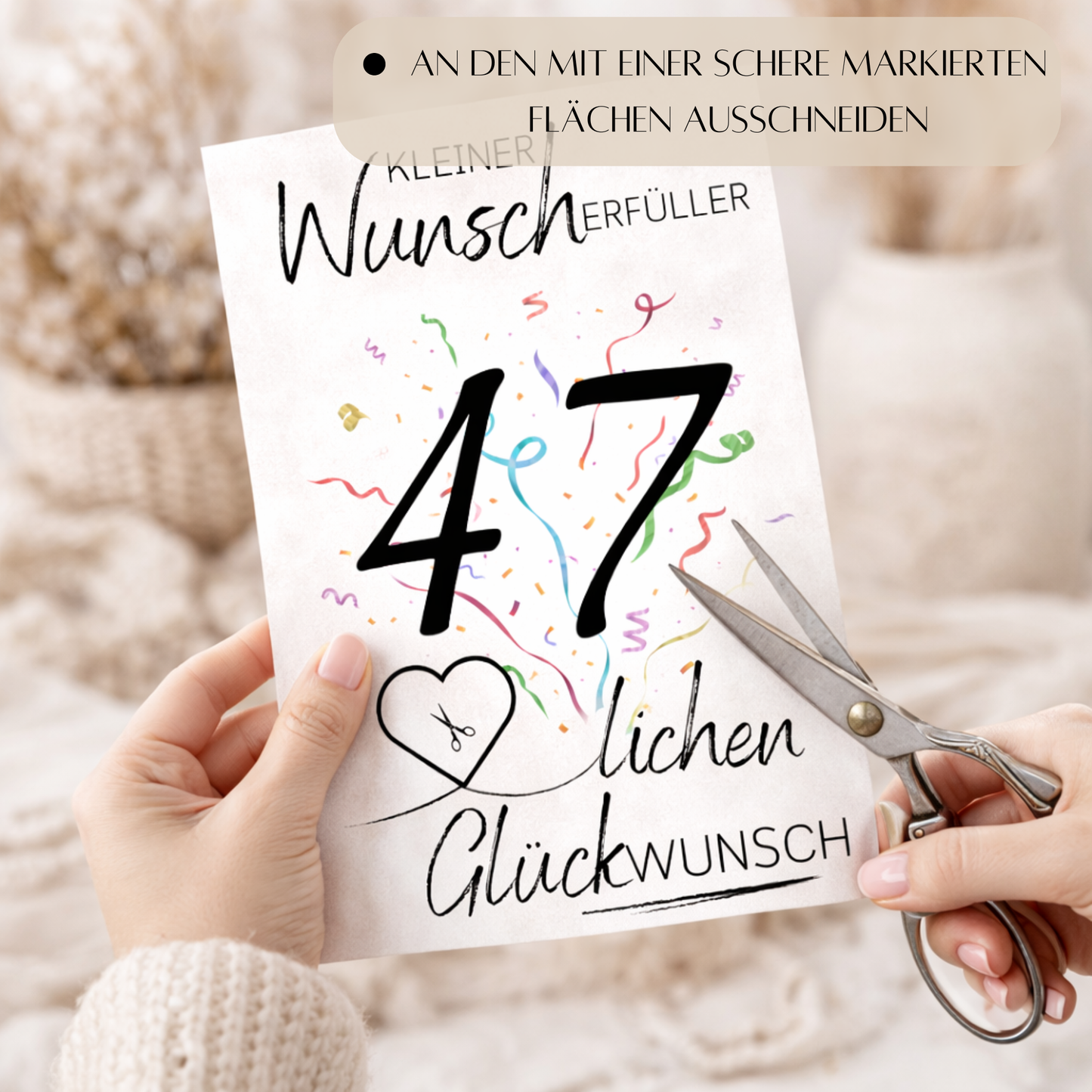 Geldgeschenk 47. Geburtstag Wunscherfüller | Digitaler Download | Last Minute Geschenkidee zum Ausdrucken