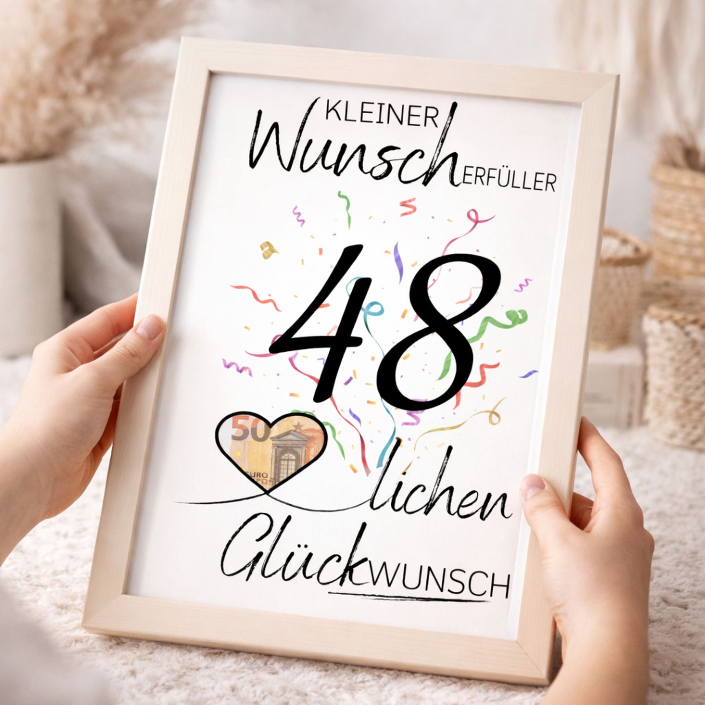 Geldgeschenk 48. Geburtstag Wunscherfüller | Digitaler Download | Last Minute Geschenkidee zum Ausdrucken