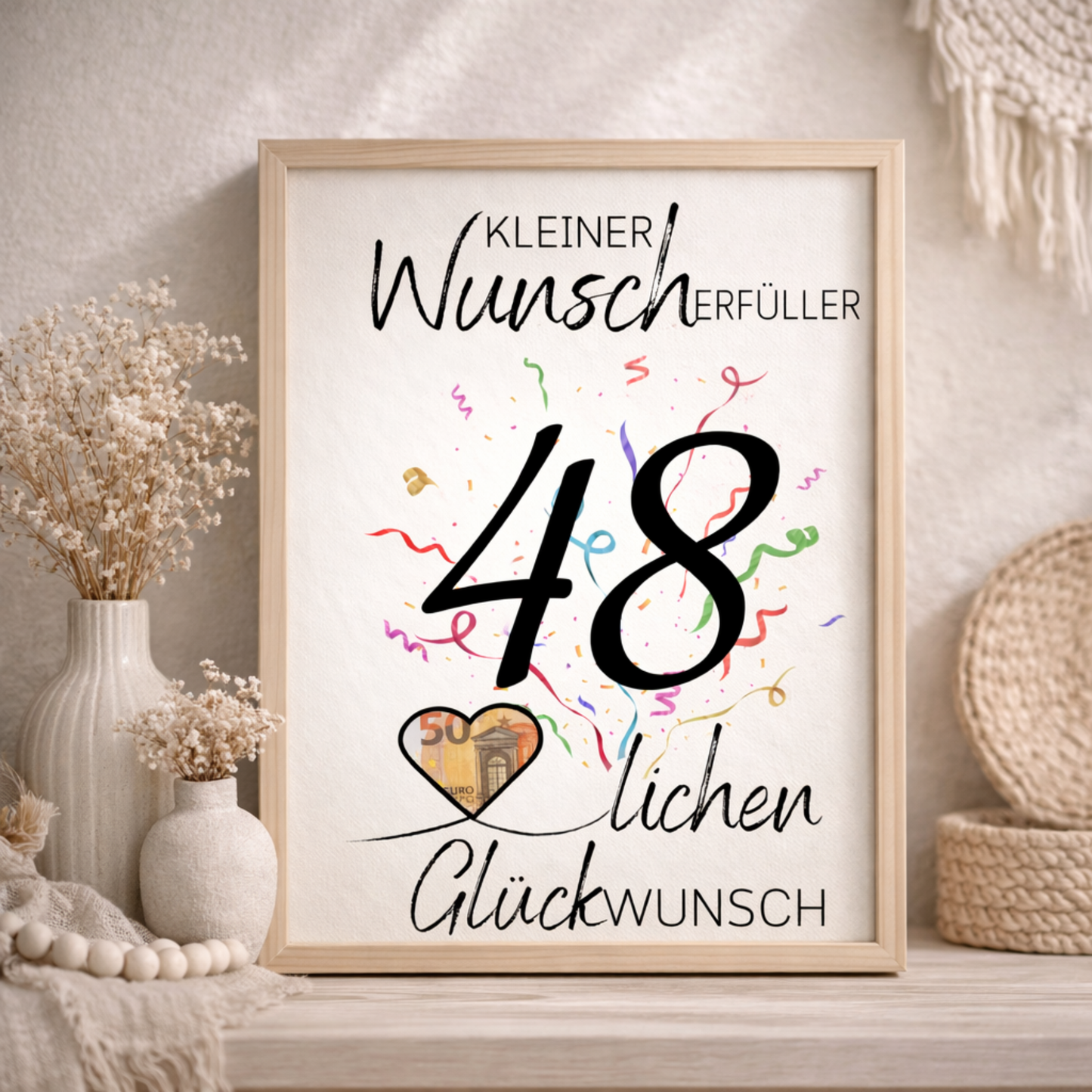 Geldgeschenk 48. Geburtstag Wunscherfüller | Digitaler Download | Last Minute Geschenkidee zum Ausdrucken