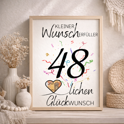Geldgeschenk 48. Geburtstag Wunscherfüller | Digitaler Download | Last Minute Geschenkidee zum Ausdrucken