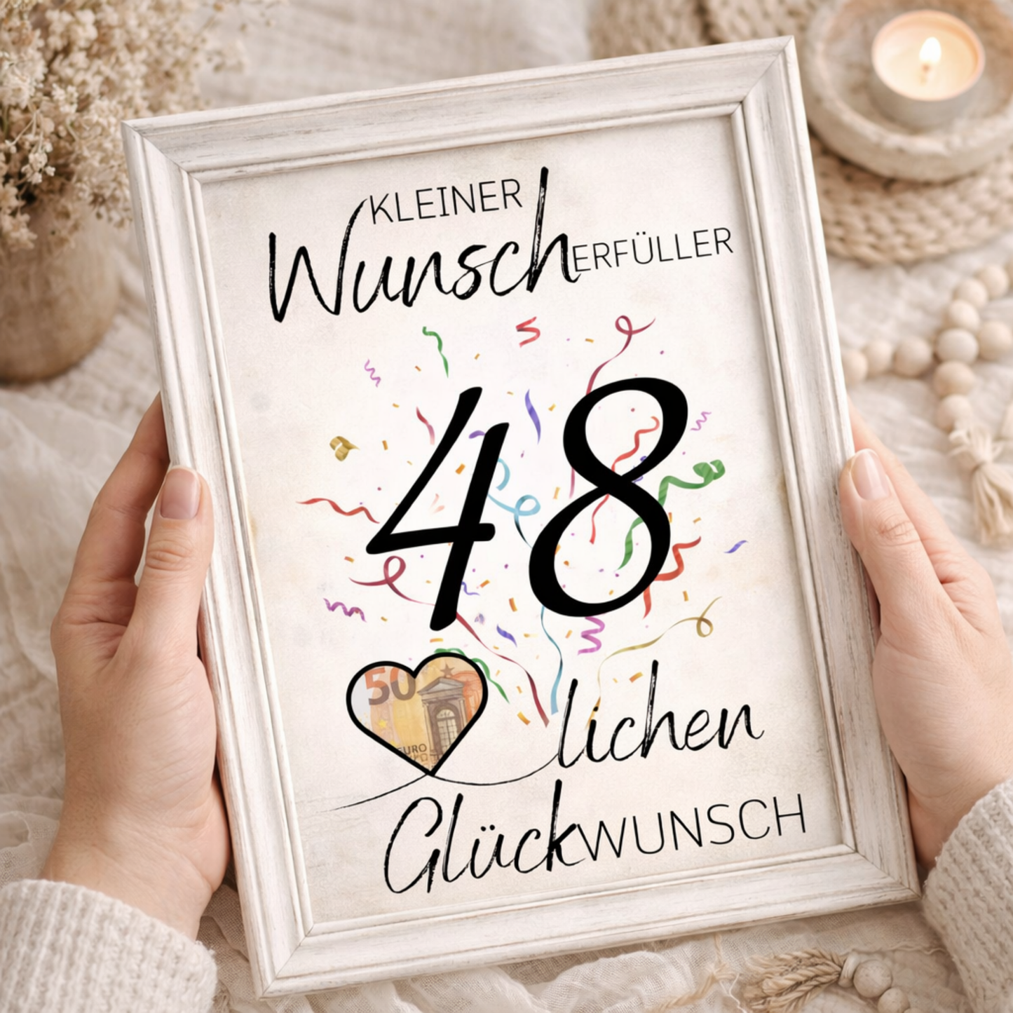 Geldgeschenk 48. Geburtstag Wunscherfüller | Digitaler Download | Last Minute Geschenkidee zum Ausdrucken