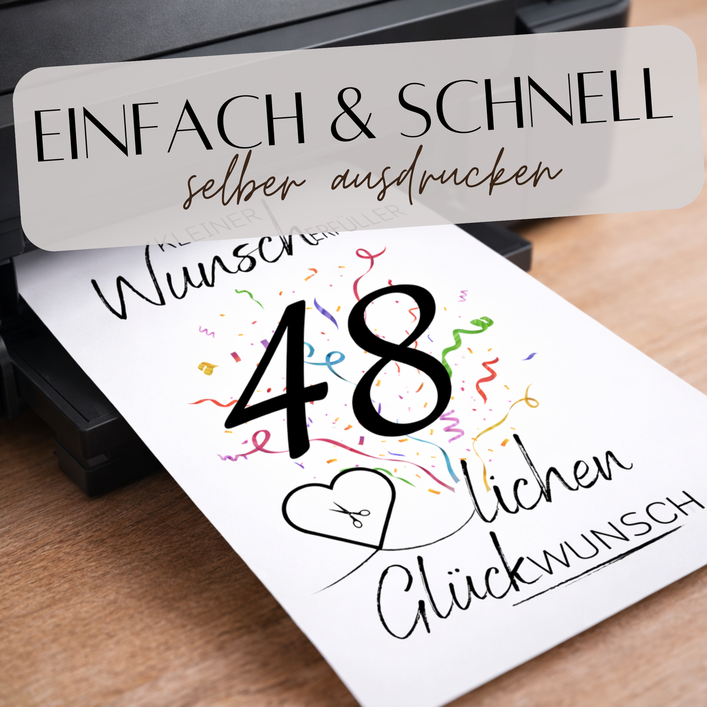 Geldgeschenk 48. Geburtstag Wunscherfüller | Digitaler Download | Last Minute Geschenkidee zum Ausdrucken