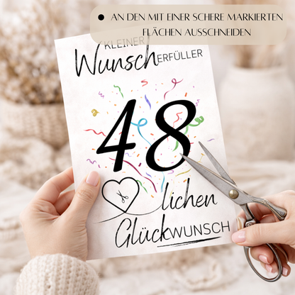 Geldgeschenk 48. Geburtstag Wunscherfüller | Digitaler Download | Last Minute Geschenkidee zum Ausdrucken