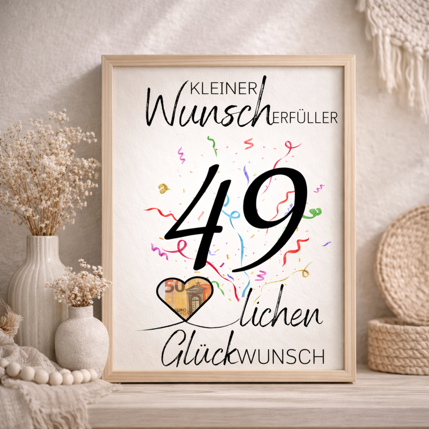 Geldgeschenk 49. Geburtstag Wunscherfüller | Digitaler Download | Last Minute Geschenkidee zum Ausdrucken