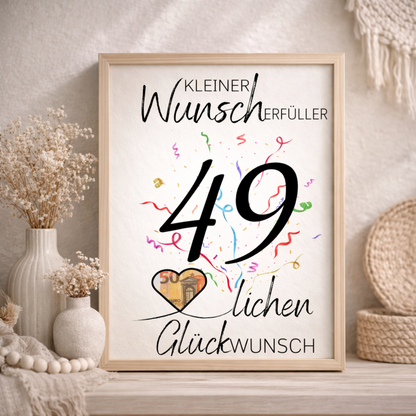 Geldgeschenk 49. Geburtstag Wunscherfüller | Digitaler Download | Last Minute Geschenkidee zum Ausdrucken