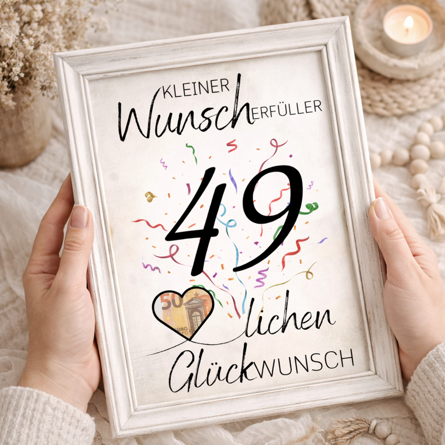Geldgeschenk 49. Geburtstag Wunscherfüller | Digitaler Download | Last Minute Geschenkidee zum Ausdrucken
