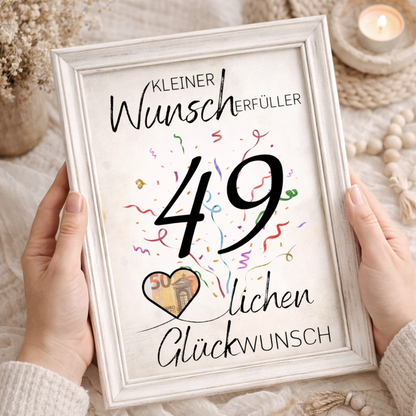 Geldgeschenk 49. Geburtstag Wunscherfüller | Digitaler Download | Last Minute Geschenkidee zum Ausdrucken