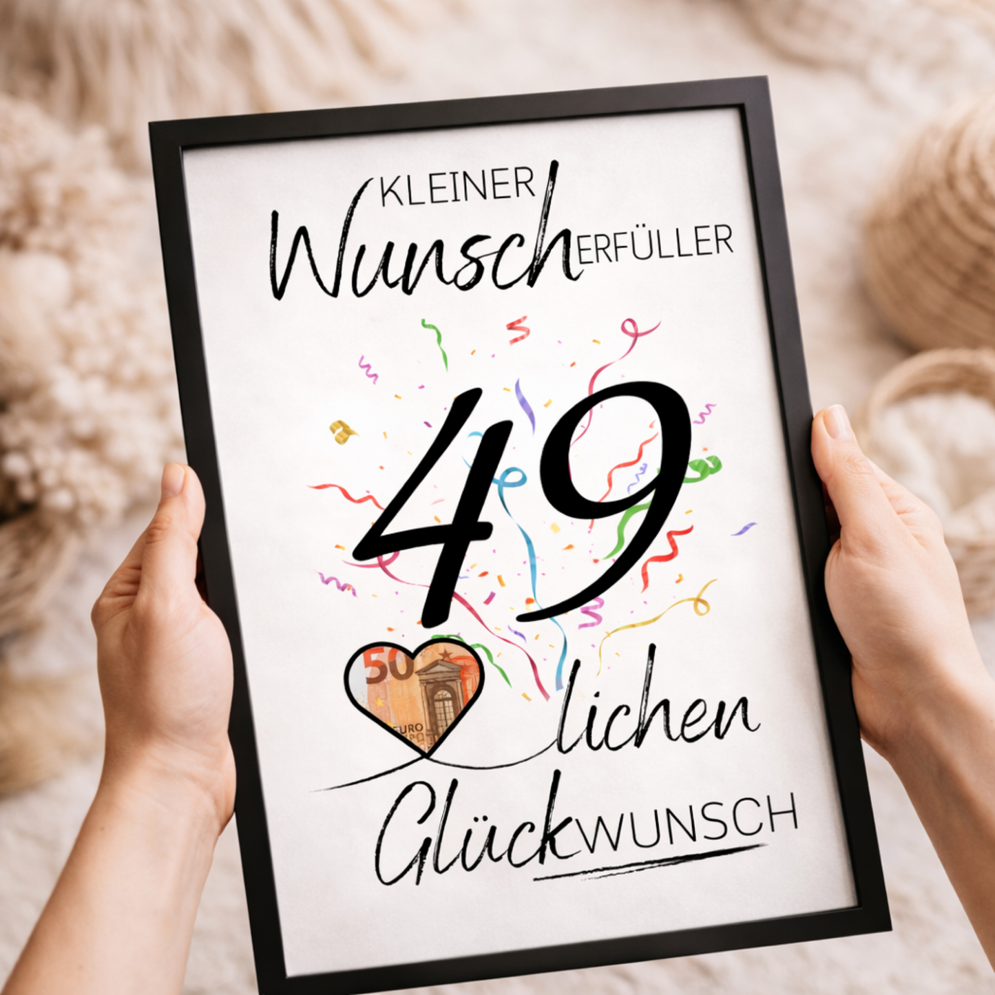 Geldgeschenk 49. Geburtstag Wunscherfüller | Digitaler Download | Last Minute Geschenkidee zum Ausdrucken