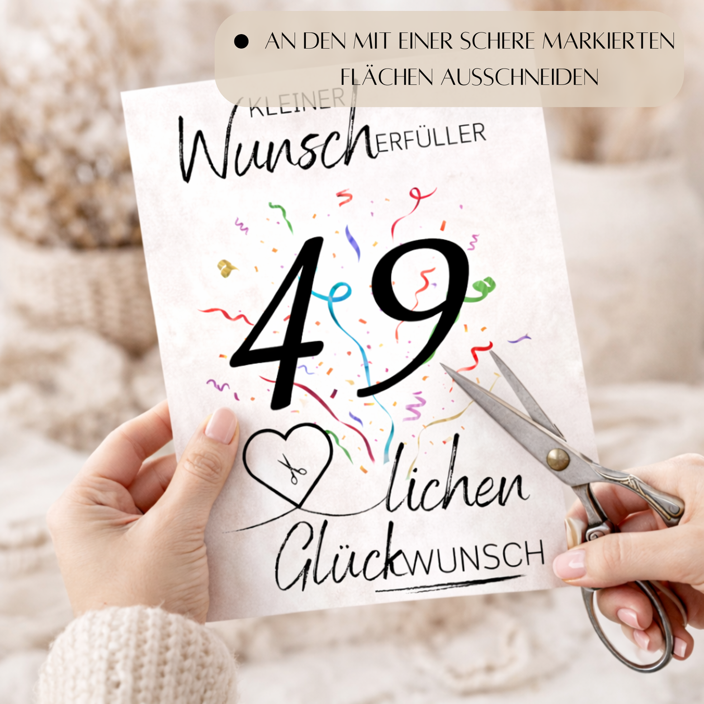 Geldgeschenk 49. Geburtstag Wunscherfüller | Digitaler Download | Last Minute Geschenkidee zum Ausdrucken