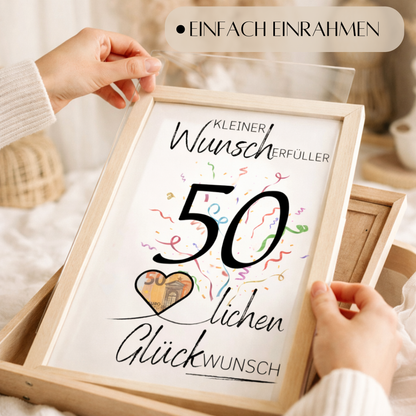 Geldgeschenk 50. Geburtstag Wunscherfüller | Digitaler Download | Last Minute Geschenkidee zum Ausdrucken