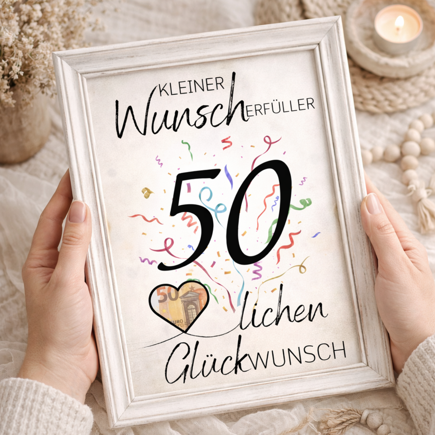 Geldgeschenk 50. Geburtstag Wunscherfüller | Digitaler Download | Last Minute Geschenkidee zum Ausdrucken