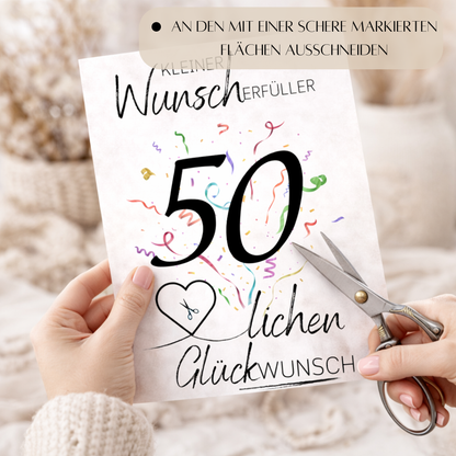 Geldgeschenk 50. Geburtstag Wunscherfüller | Digitaler Download | Last Minute Geschenkidee zum Ausdrucken