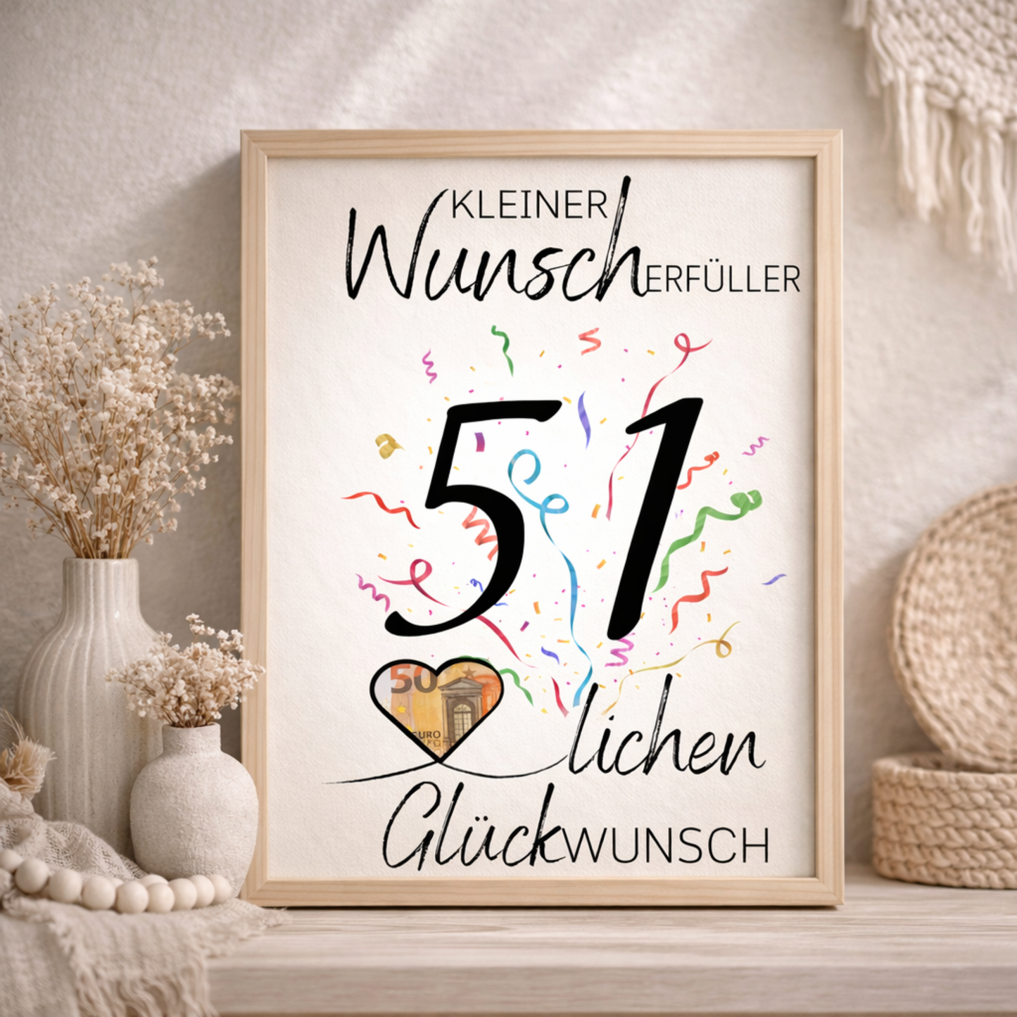 Geldgeschenk 51. Geburtstag Wunscherfüller | Digitaler Download | Last Minute Geschenkidee zum Ausdrucken