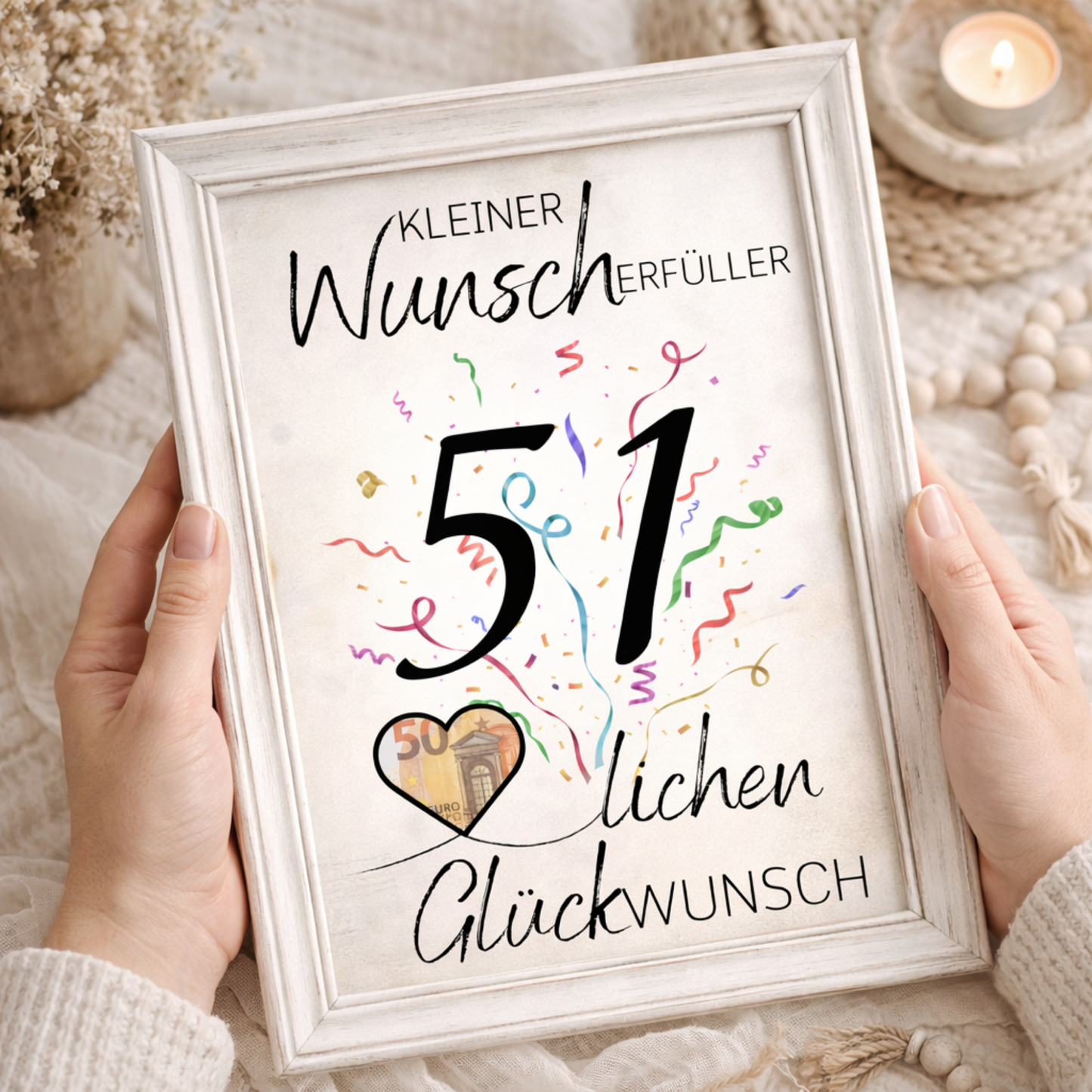 Geldgeschenk 51. Geburtstag Wunscherfüller | Digitaler Download | Last Minute Geschenkidee zum Ausdrucken