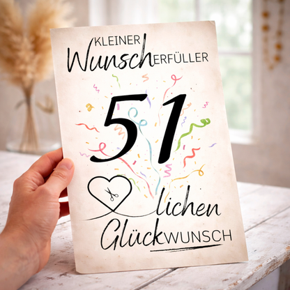Geldgeschenk 51. Geburtstag Wunscherfüller | Digitaler Download | Last Minute Geschenkidee zum Ausdrucken