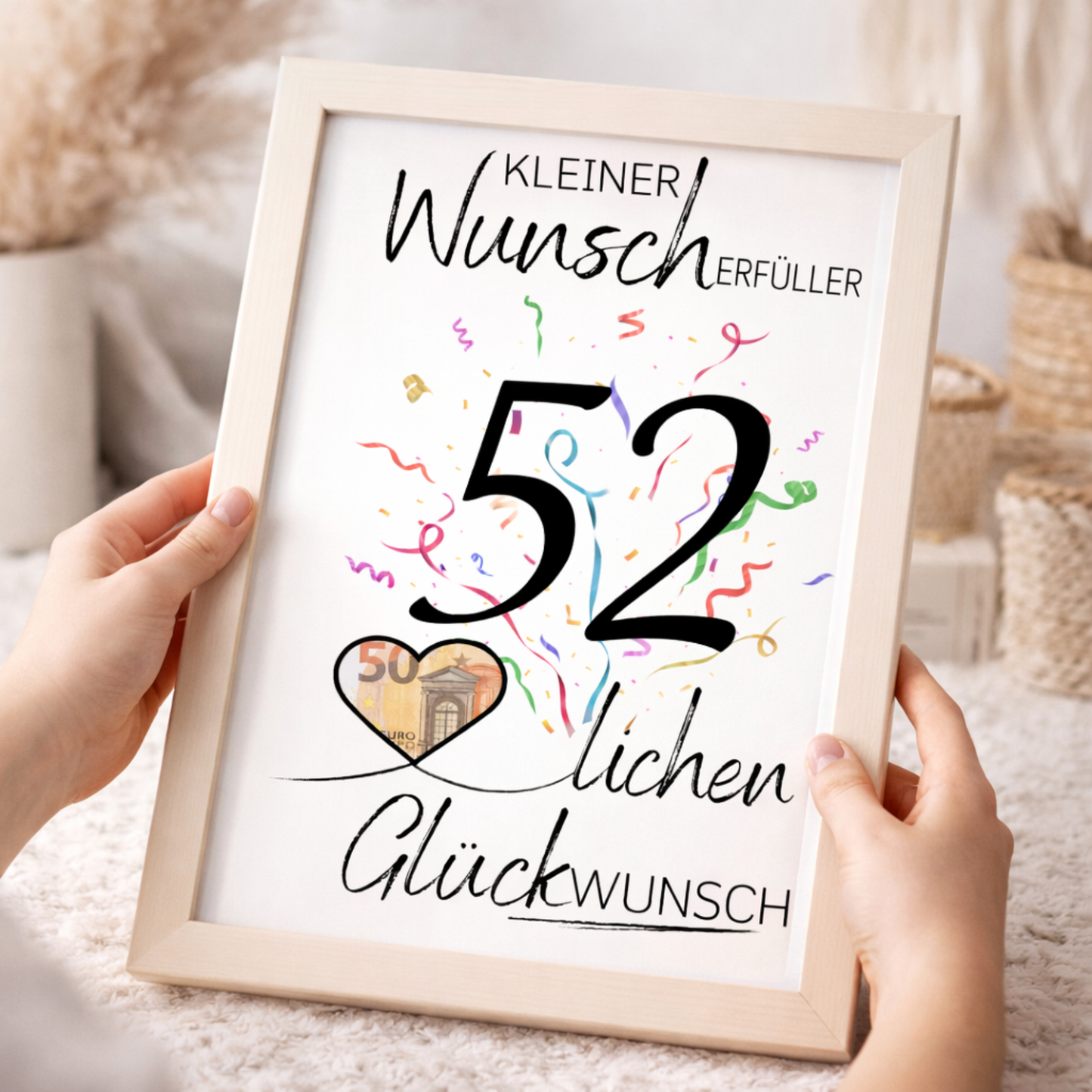 Geldgeschenk 52. Geburtstag Wunscherfüller | Digitaler Download | Last Minute Geschenkidee zum Ausdrucken