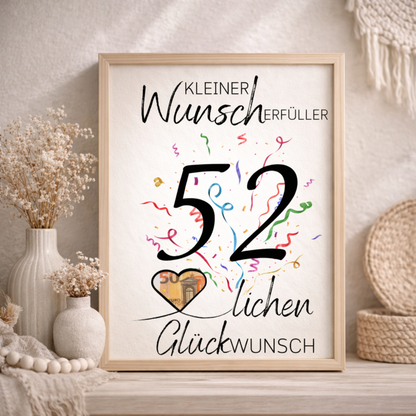 Geldgeschenk 52. Geburtstag Wunscherfüller | Digitaler Download | Last Minute Geschenkidee zum Ausdrucken