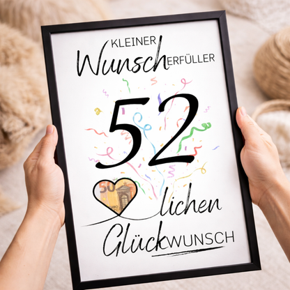 Geldgeschenk 52. Geburtstag Wunscherfüller | Digitaler Download | Last Minute Geschenkidee zum Ausdrucken