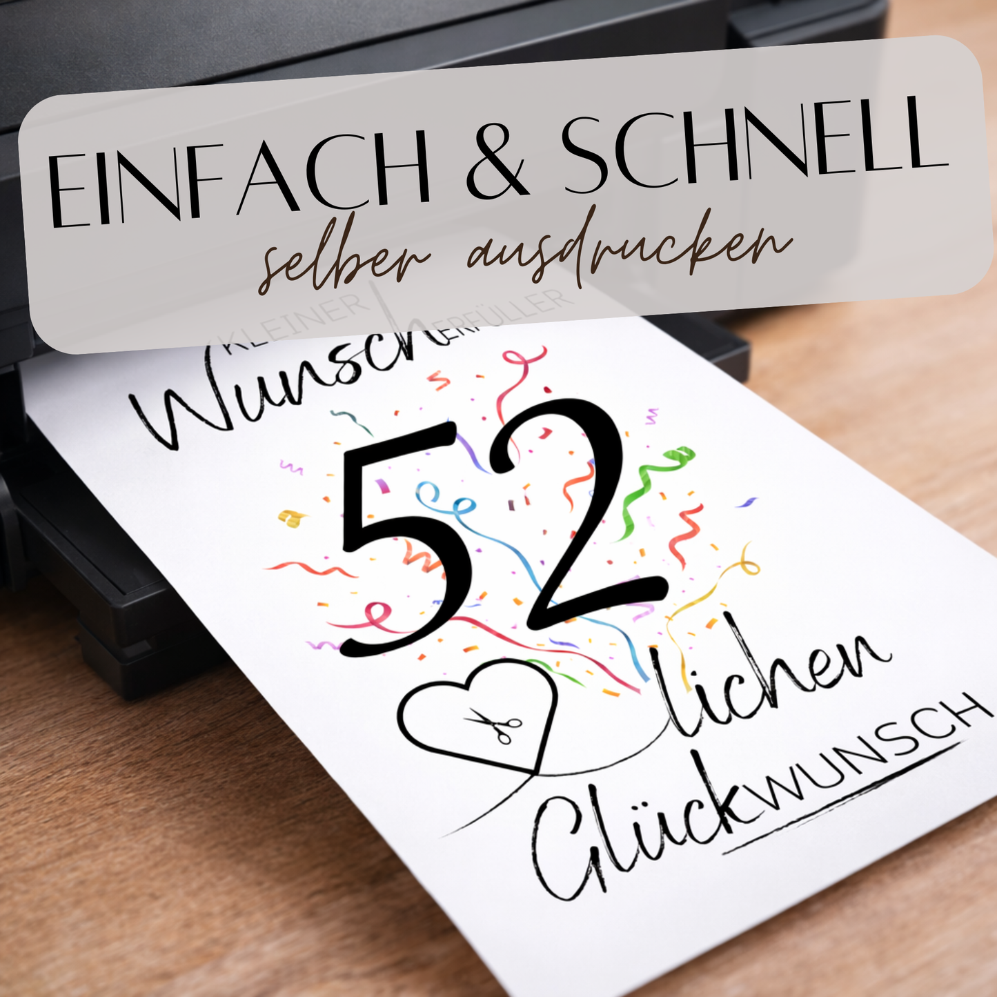 Geldgeschenk 52. Geburtstag Wunscherfüller | Digitaler Download | Last Minute Geschenkidee zum Ausdrucken