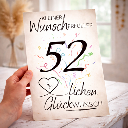 Geldgeschenk 52. Geburtstag Wunscherfüller | Digitaler Download | Last Minute Geschenkidee zum Ausdrucken