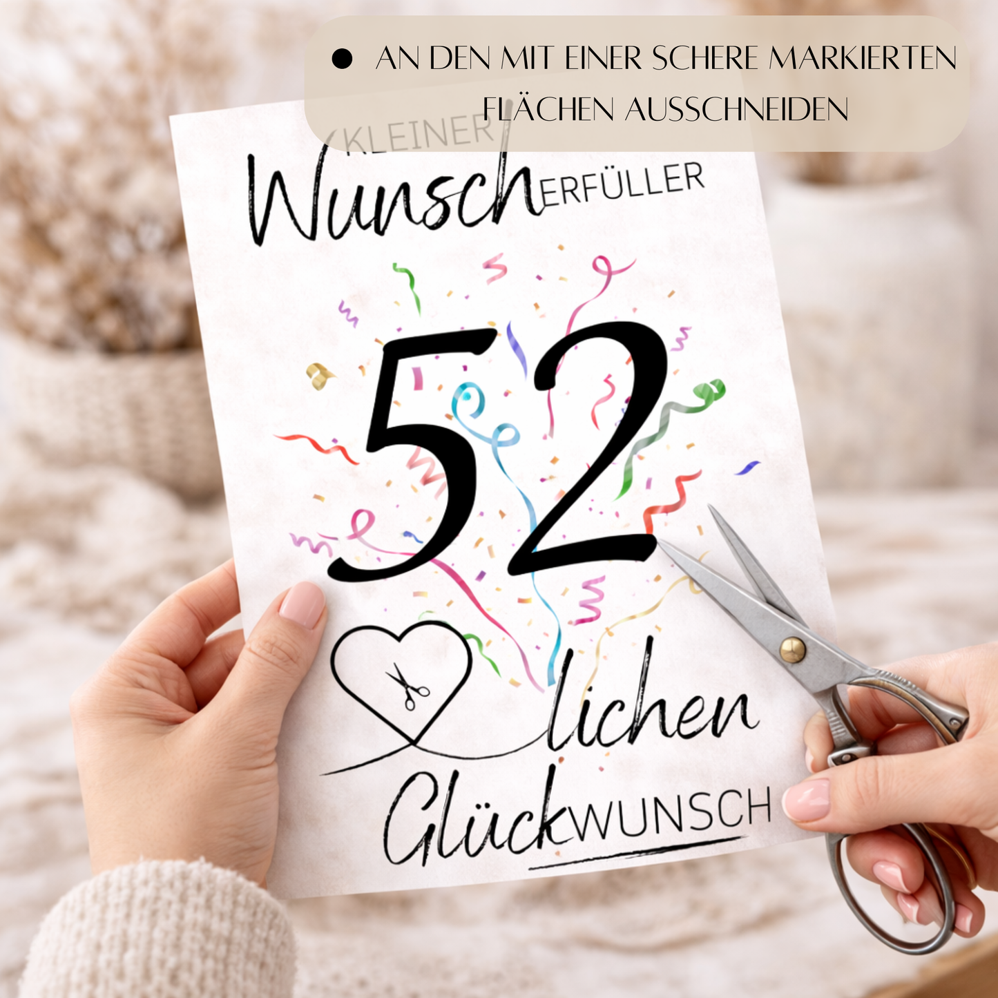 Geldgeschenk 52. Geburtstag Wunscherfüller | Digitaler Download | Last Minute Geschenkidee zum Ausdrucken